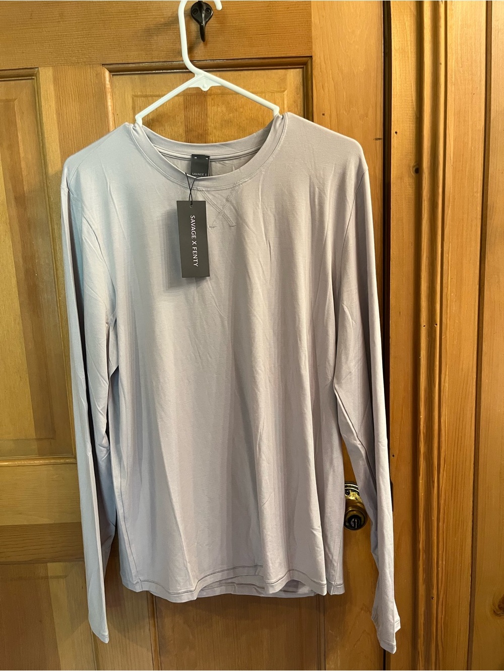 Savage X Fenty Light Gray Long Sleeve Crew Top